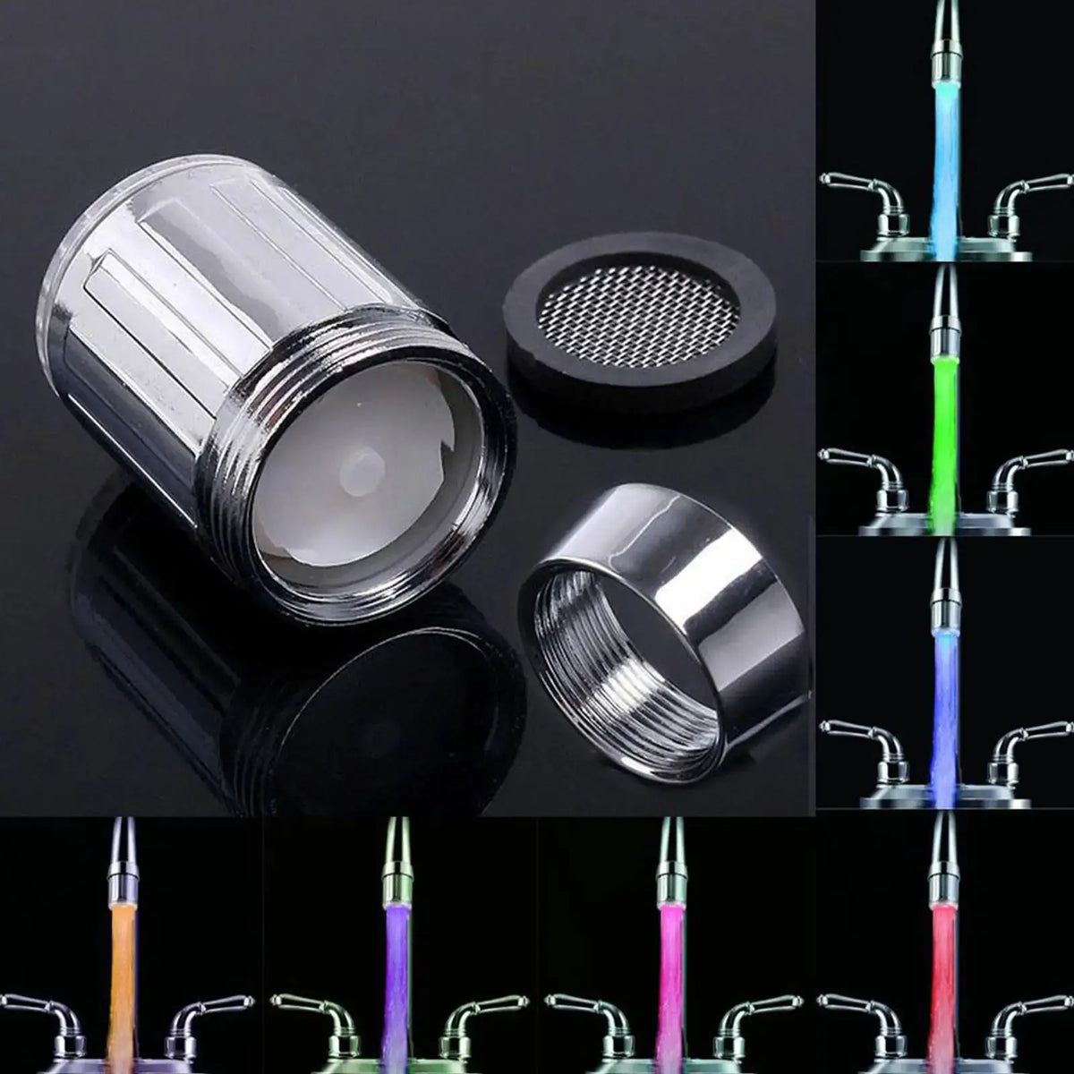 LED Faucet Light | 7 Color Change LEDs | Fits Most Faucets | Universal Fit from PriceLows™