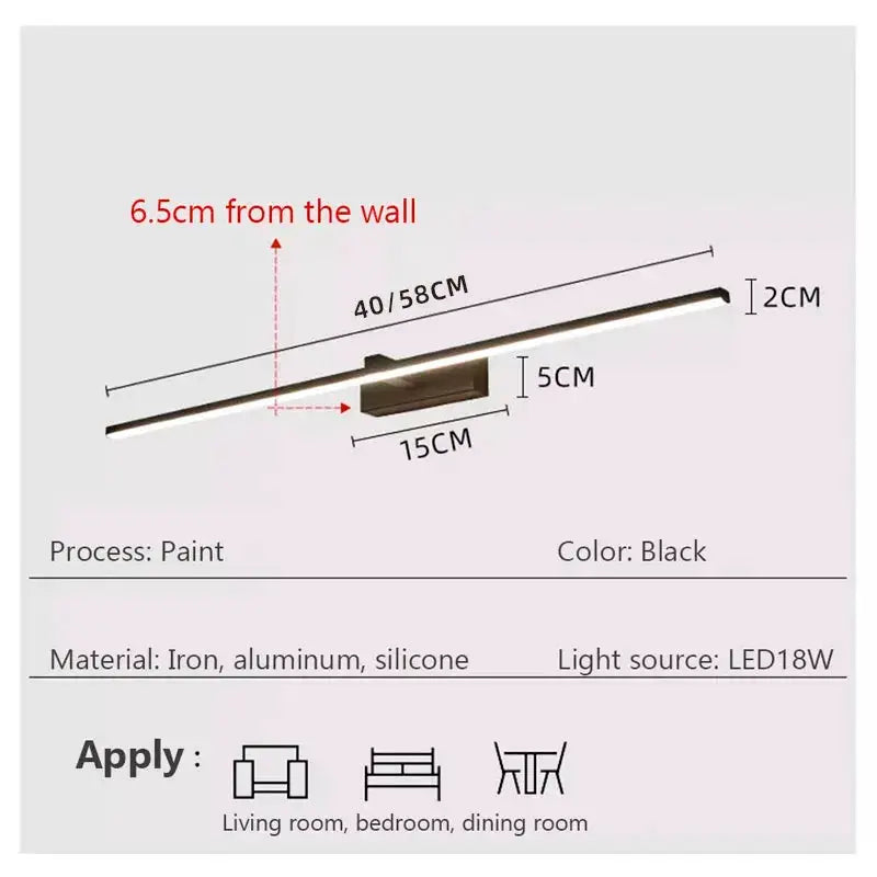 Led Mirror Lights Wall Lamps Bathroom Waterproof White Black LED Flat Lamp Modern Indoor Wall lamp Bathroom Lighting Make Up from PriceLows™