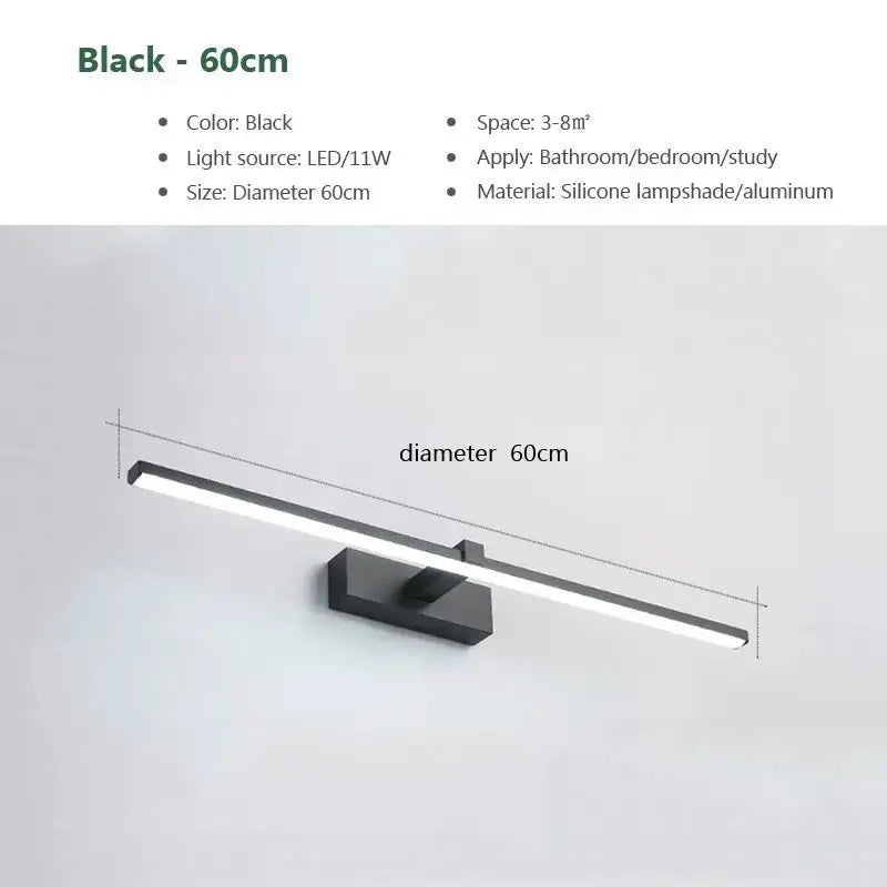 Led Mirror Lights Wall Lamps Bathroom Waterproof White Black LED Flat Lamp Modern Indoor Wall lamp Bathroom Lighting Make Up from PriceLows™