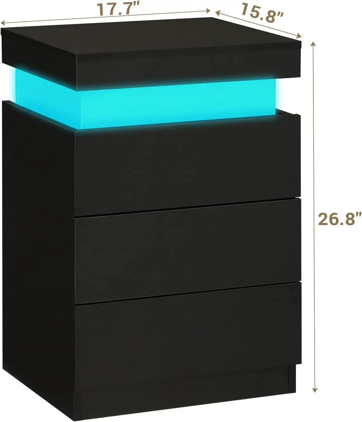 LED Nightstand with Charging Station, Sliding Top Drawer, Modern Bedside Table, Black from PriceLows™