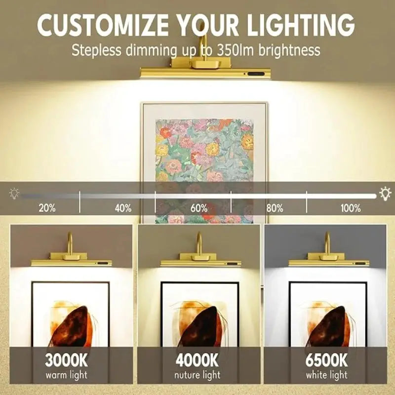 4000mAh LED Rechargeable Wall Lamp Modern Remote Control 3 Color Dimming Gold Bathroom Mirror Light Aluminum Picture Lights from PriceLows™