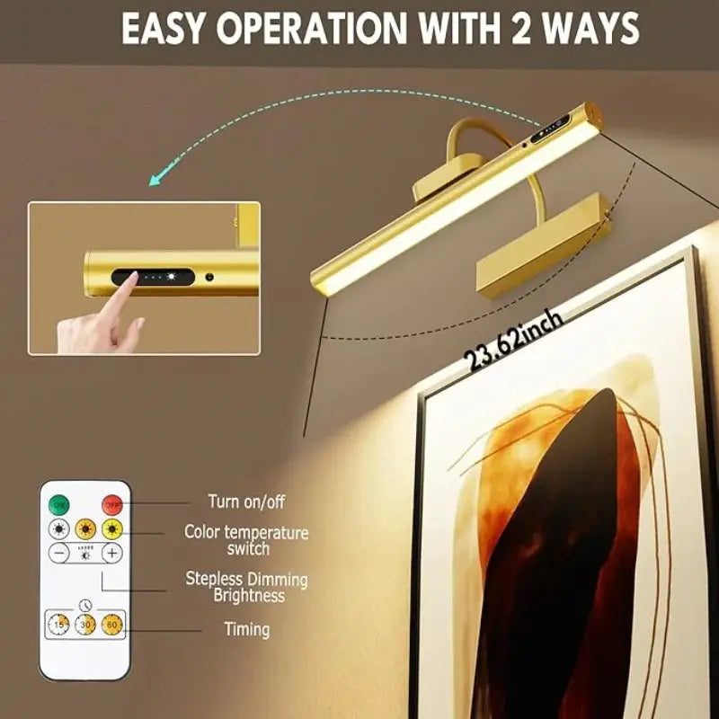 4000mAh LED Rechargeable Wall Lamp Modern Remote Control 3 Color Dimming Gold Bathroom Mirror Light Aluminum Picture Lights from PriceLows™