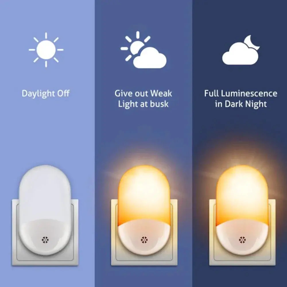 Melery LED Sensor Light EU Plug Night Warm White Nightlight Dusk/Dawn for Children Home Bedroom Bathroom Kitchen Hallway Stairs from PriceLows™