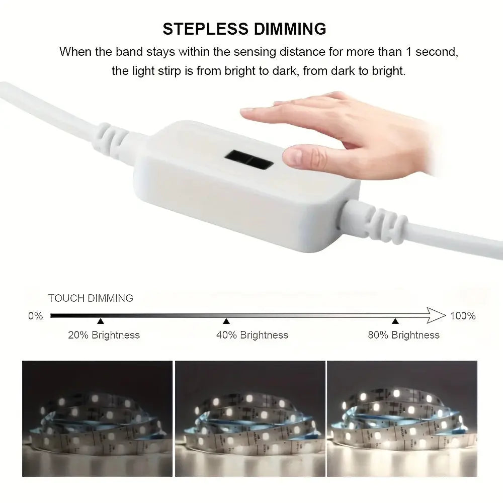 1M DC 5V Night Lights Lamp USB Gesture Sensor Dimmable 60 LEDs/m Strip Lights TV Backlight Kitchen Hand Sweep Waving Tape Diode from PriceLows™