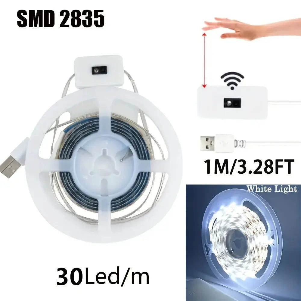 1M DC 5V Night Lights Lamp USB Gesture Sensor Dimmable 60 LEDs/m Strip Lights TV Backlight Kitchen Hand Sweep Waving Tape Diode from PriceLows™