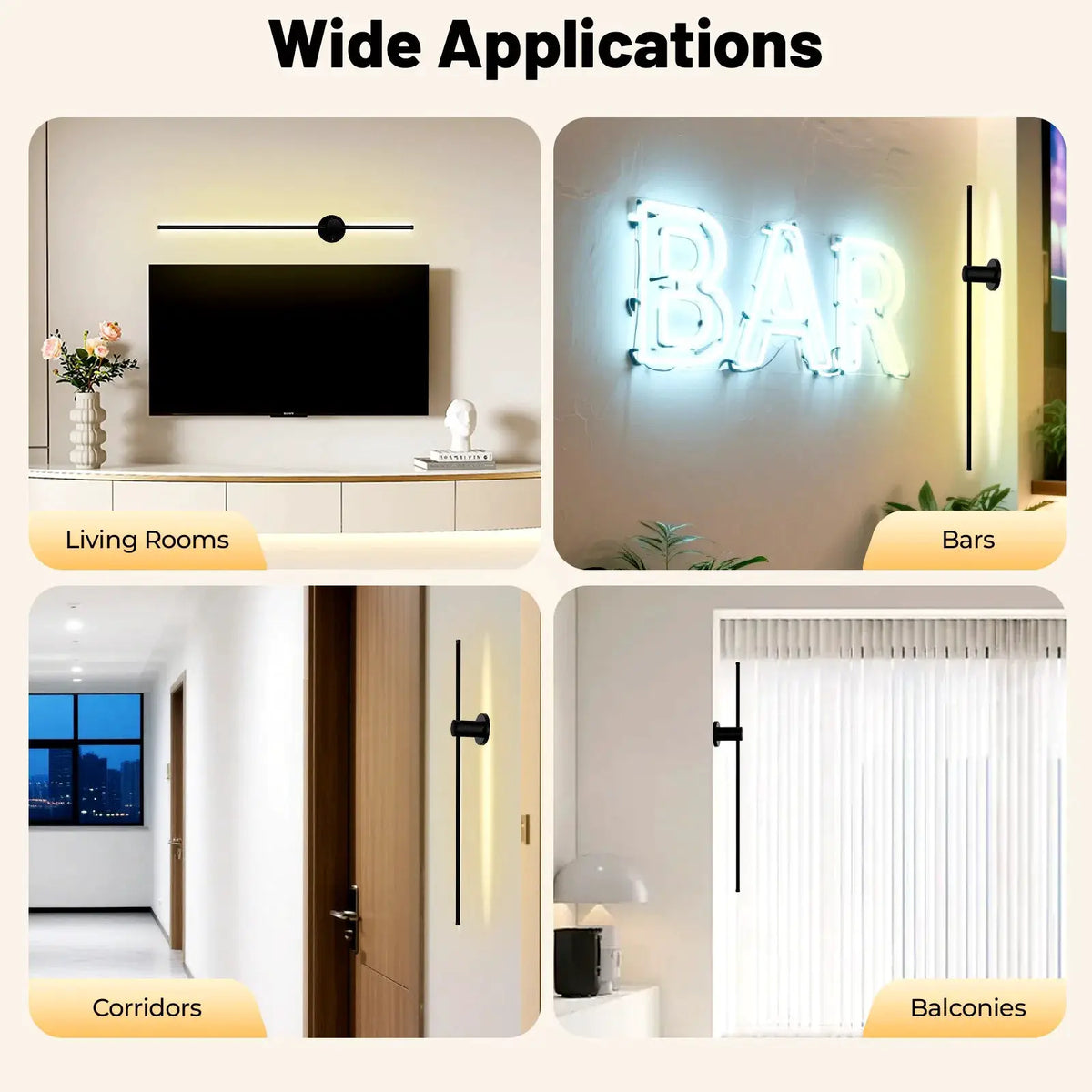 LED Wall Light, 20W Modern Linear Wall Lamp with Acrylic Shade, 3000K Warm Light for Living Room Bedroom Indoor Outdoor from PriceLows™