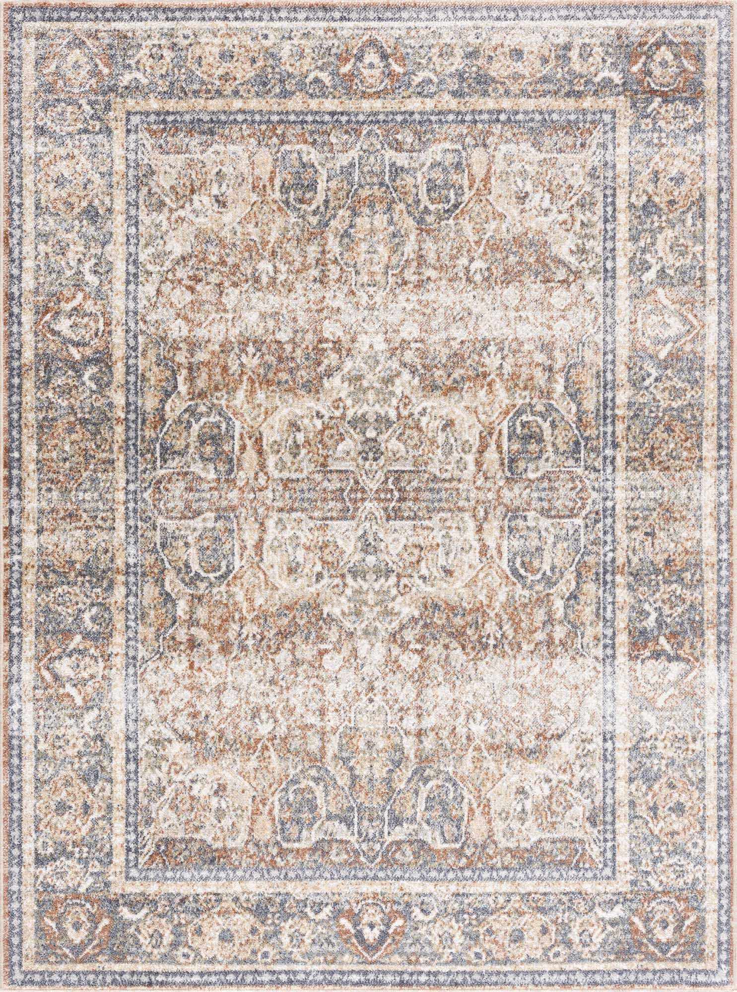 Arias Beige Blue Washable Area Rug from PriceLows™