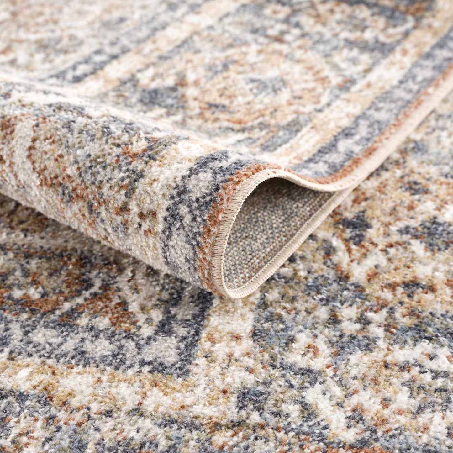 Arias Beige Blue Washable Area Rug from PriceLows™