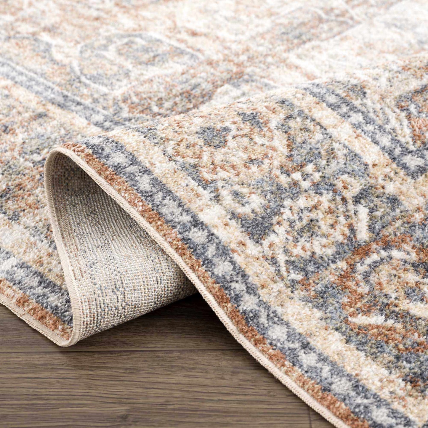 Arias Beige Blue Washable Area Rug from PriceLows™