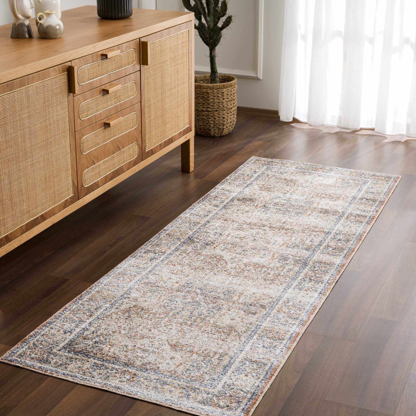Arias Beige Blue Washable Area Rug from PriceLows™