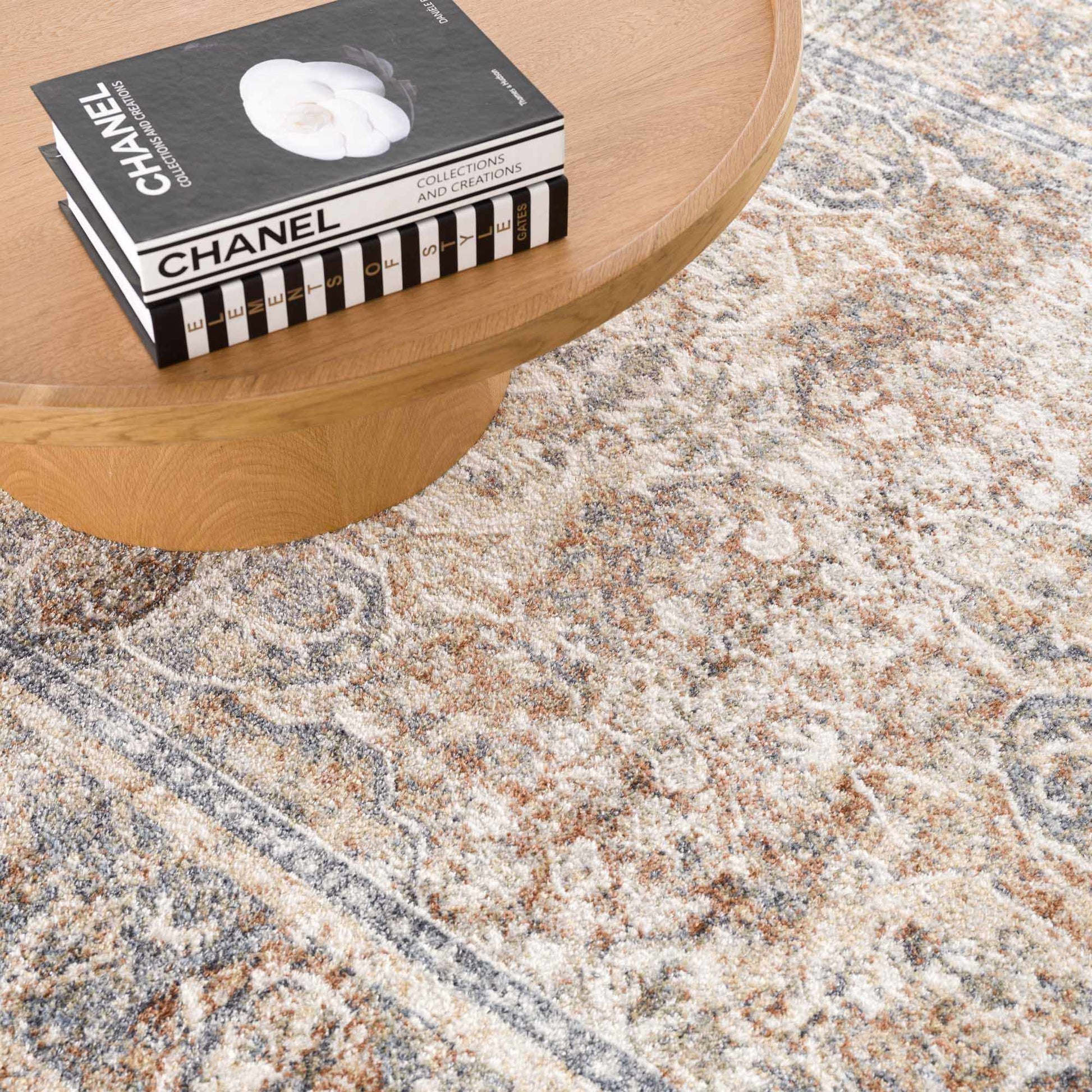 Arias Beige Blue Washable Area Rug from PriceLows™