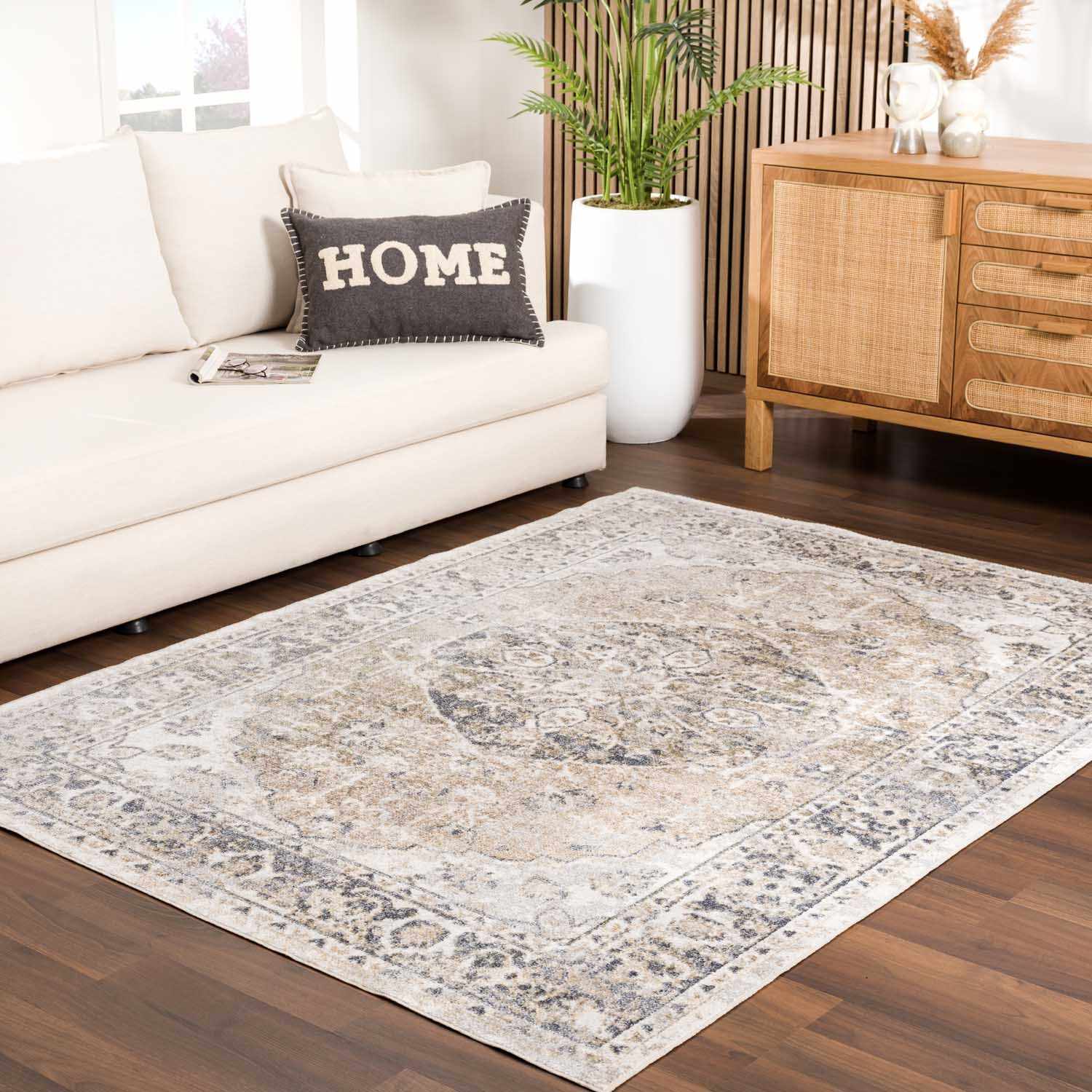 Rudo Beige Washable Area Rug from PriceLows™