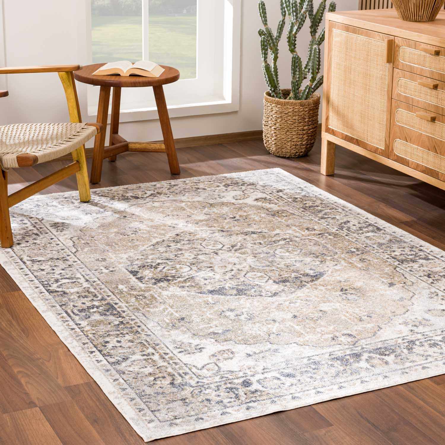 Rudo Beige Washable Area Rug from PriceLows™