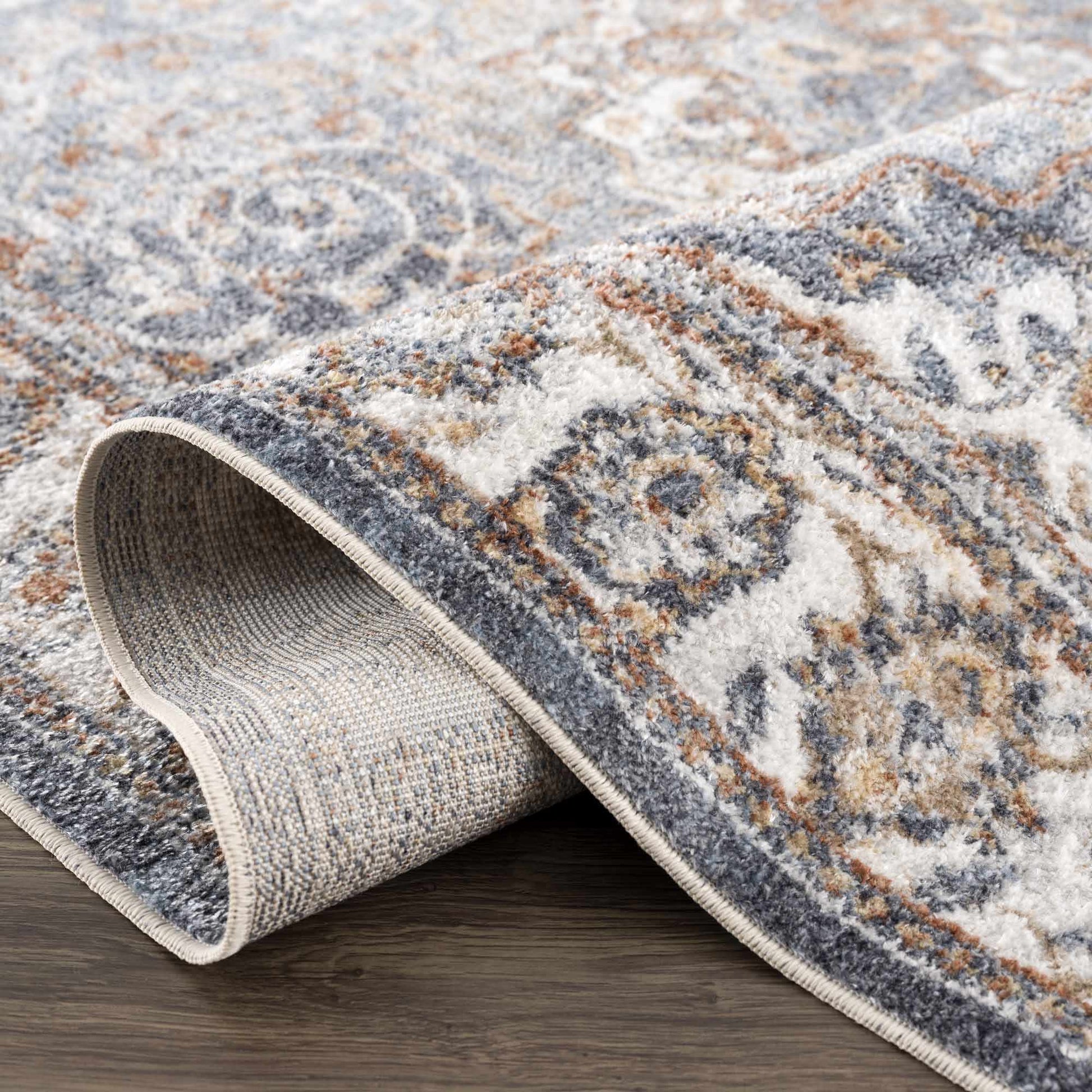 Aurum Blue & Beige Washable Area Rug from PriceLows™