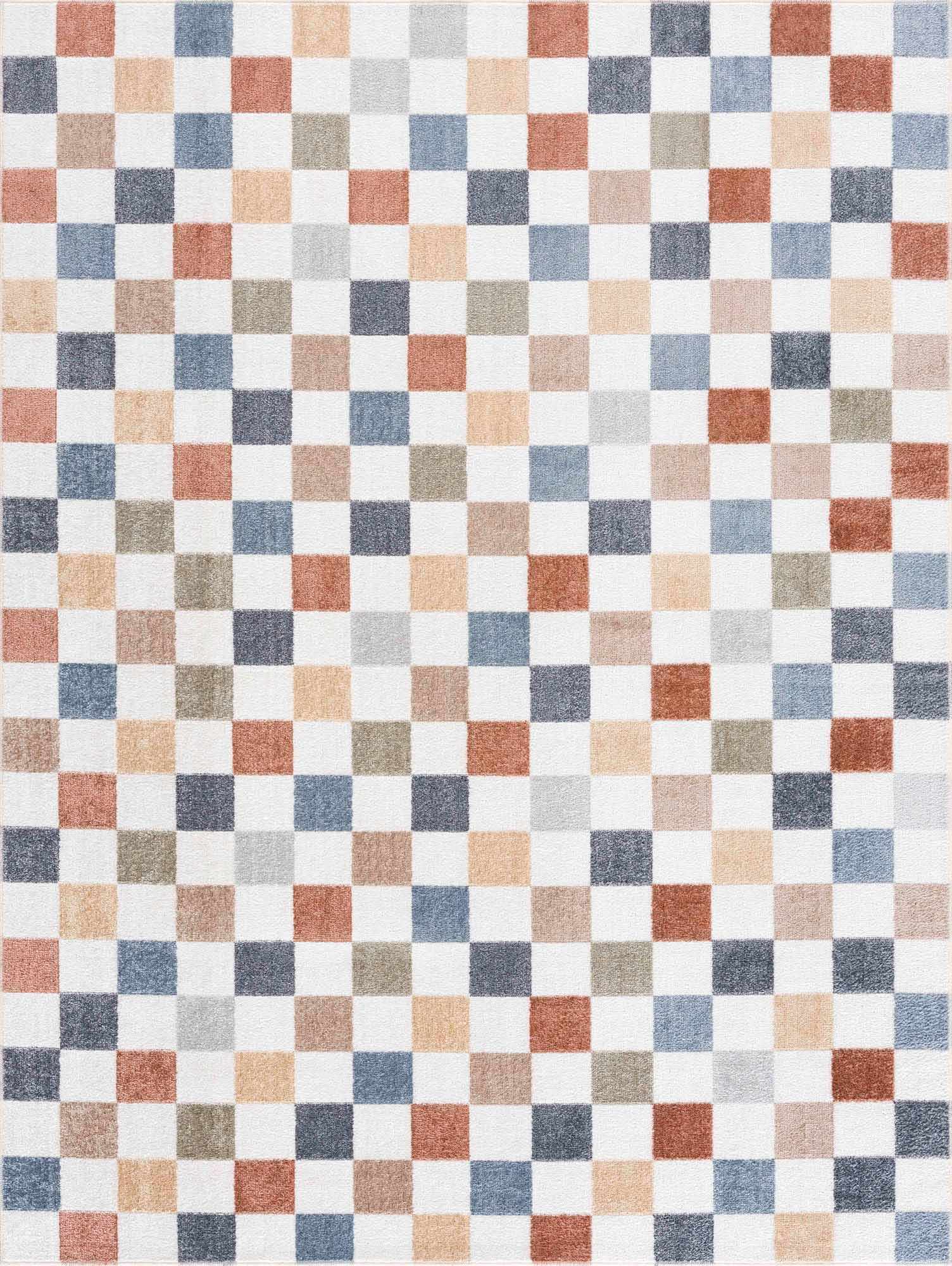 Alie Colorful Checkered Washable Rug from PriceLows™