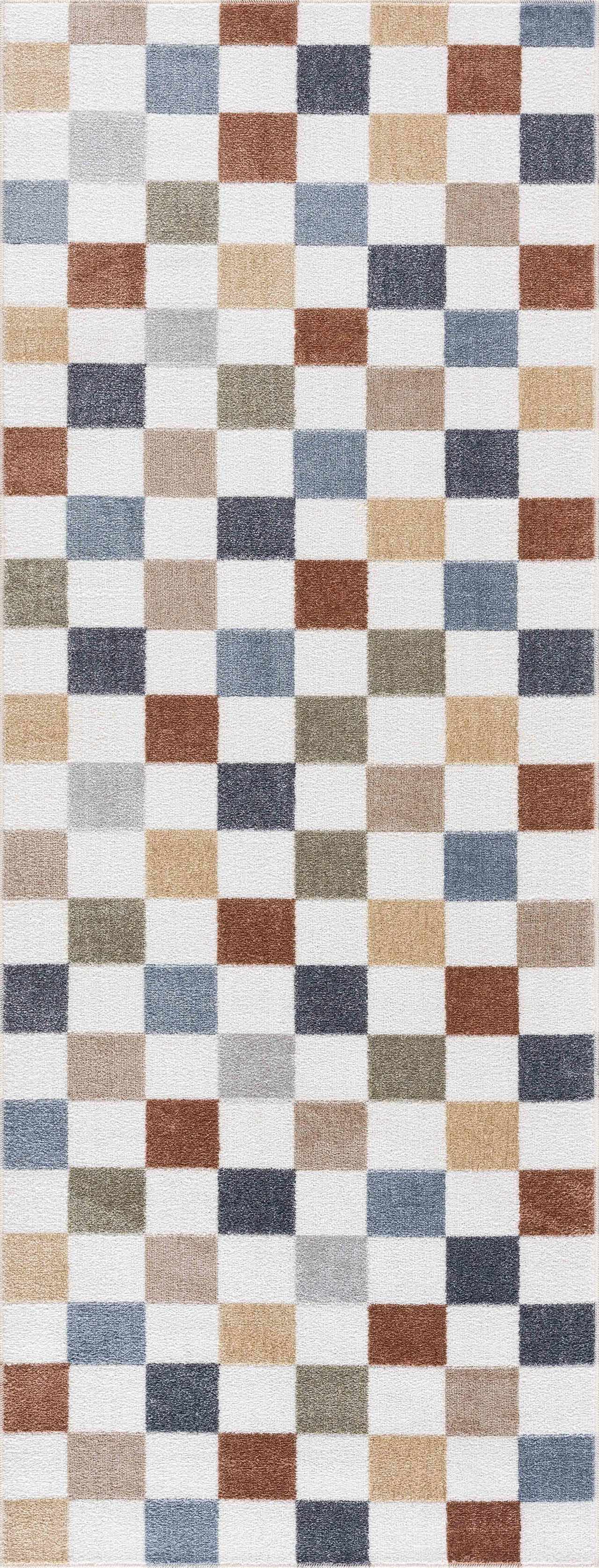 Alie Colorful Checkered Washable Rug from PriceLows™