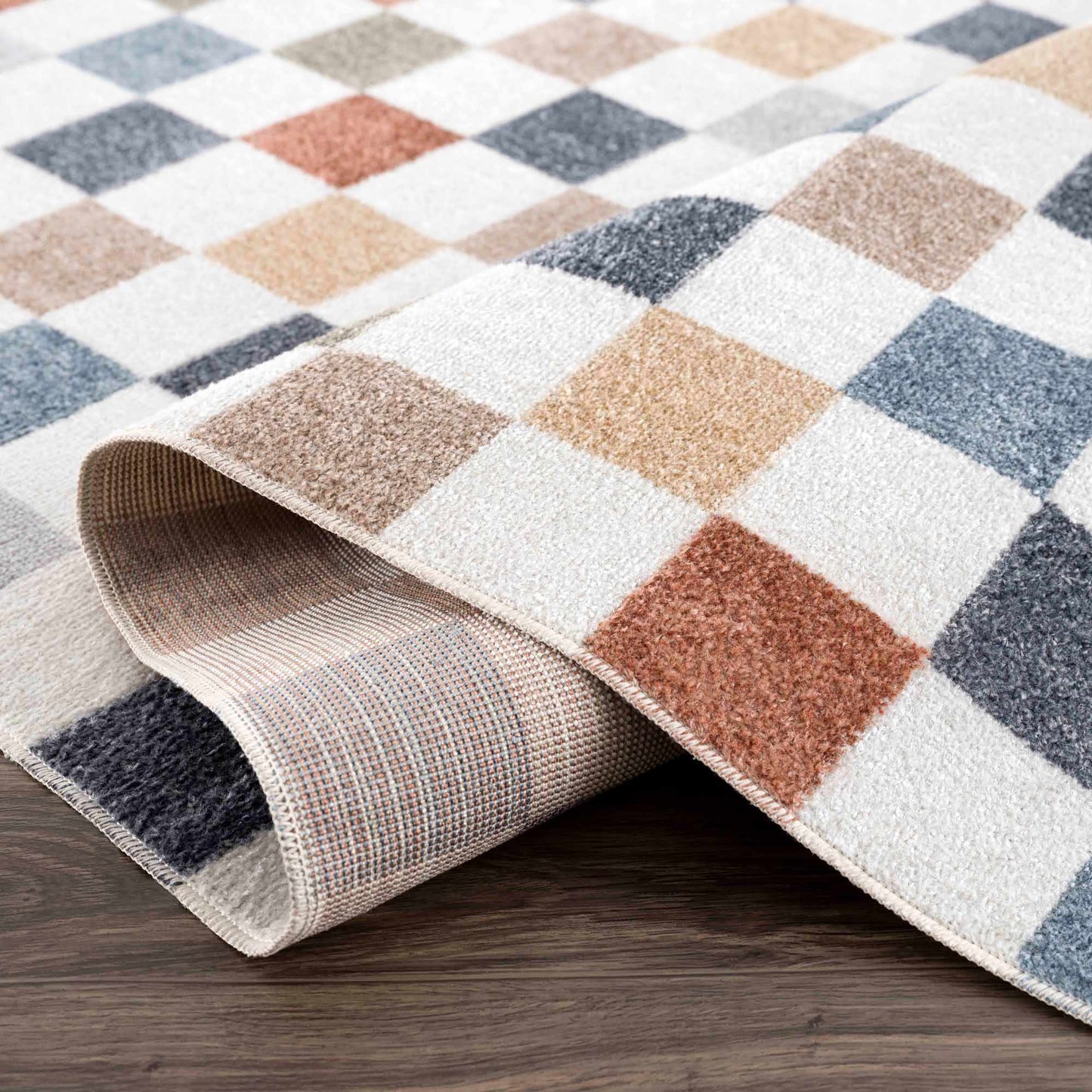 Alie Colorful Checkered Washable Rug from PriceLows™