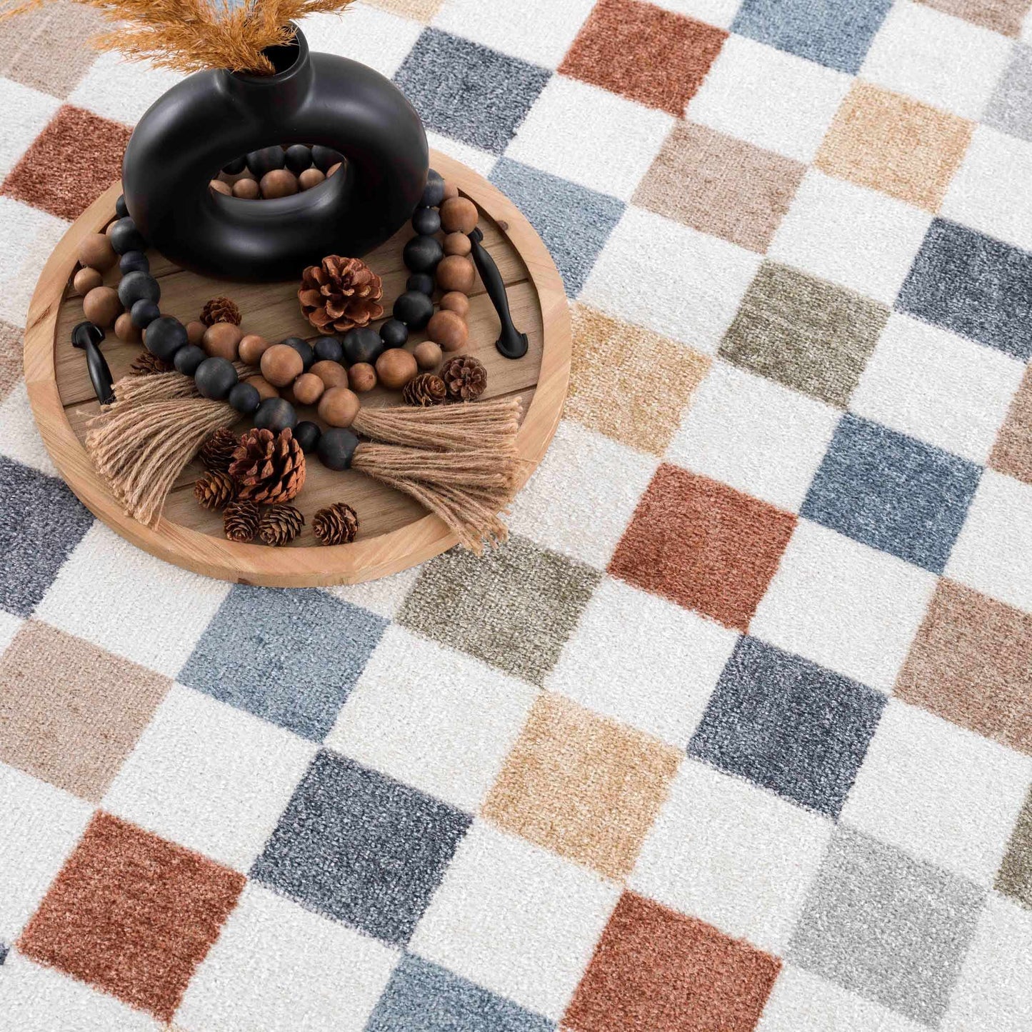 Alie Colorful Checkered Washable Rug from PriceLows™