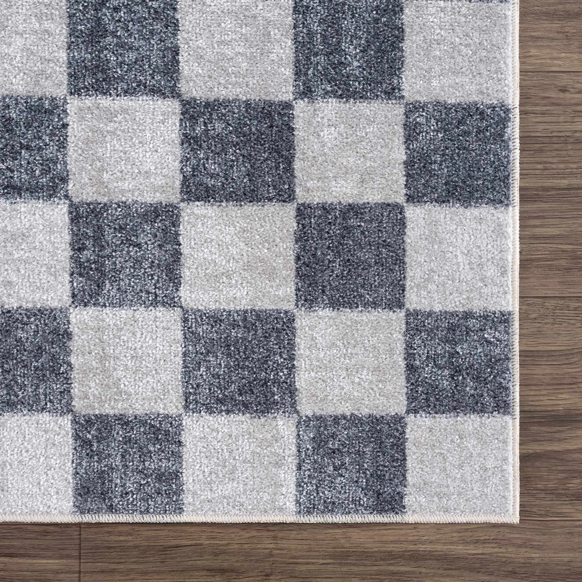 Alie Gray Checkered Washable Area Rug from PriceLows™