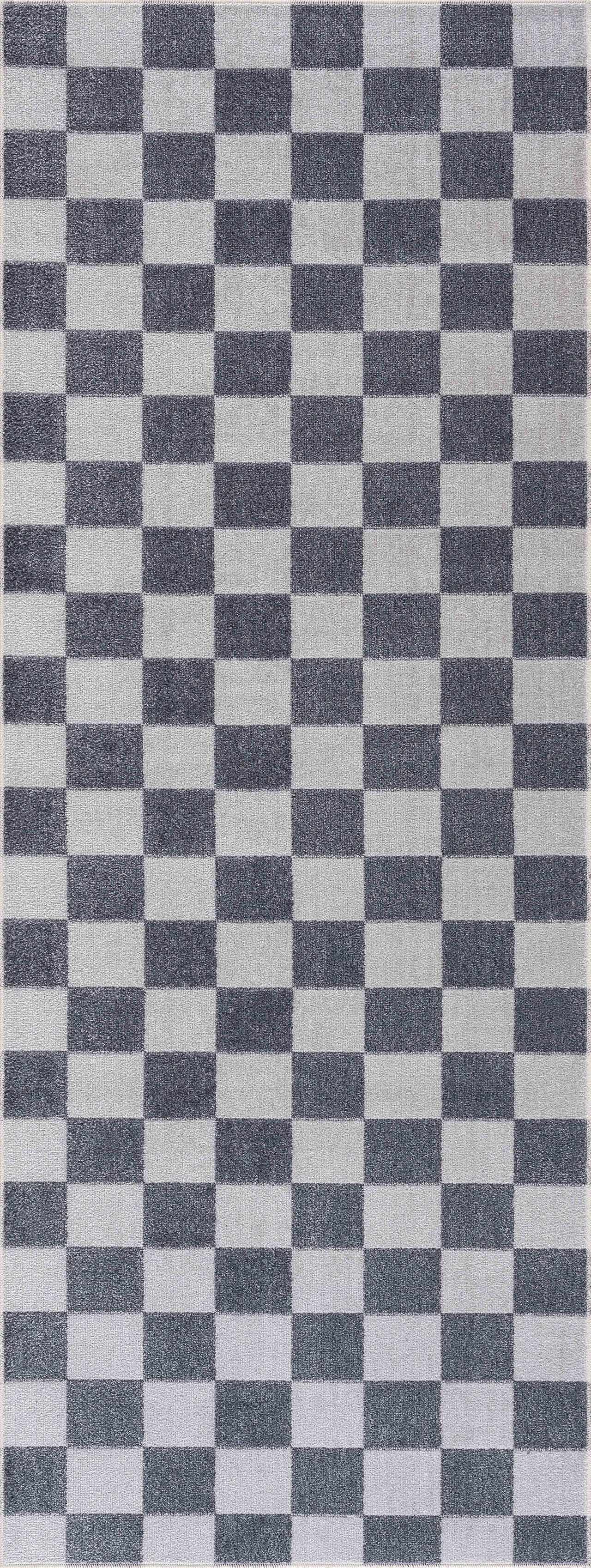 Alie Gray Checkered Washable Area Rug from PriceLows™