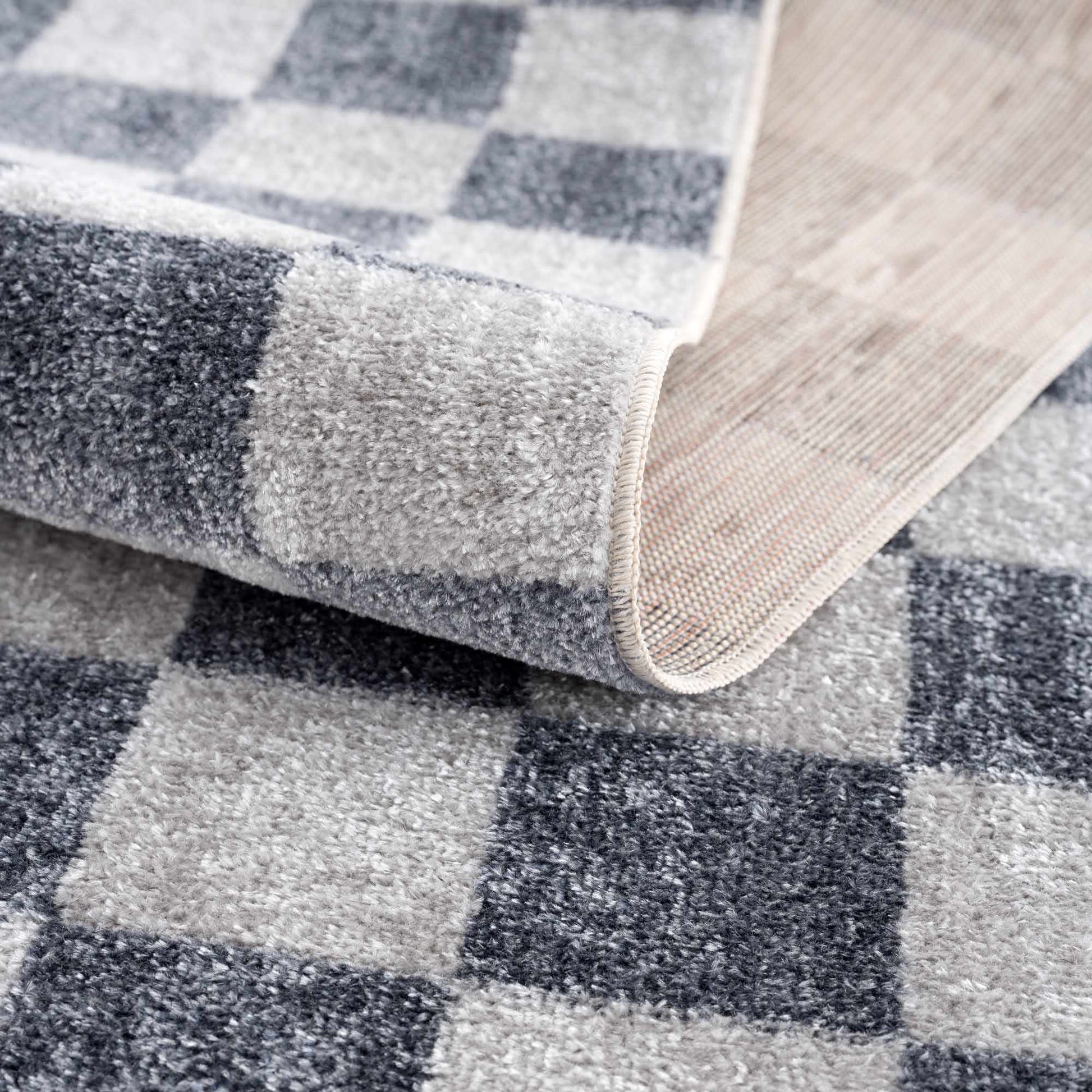 Alie Gray Checkered Washable Area Rug from PriceLows™