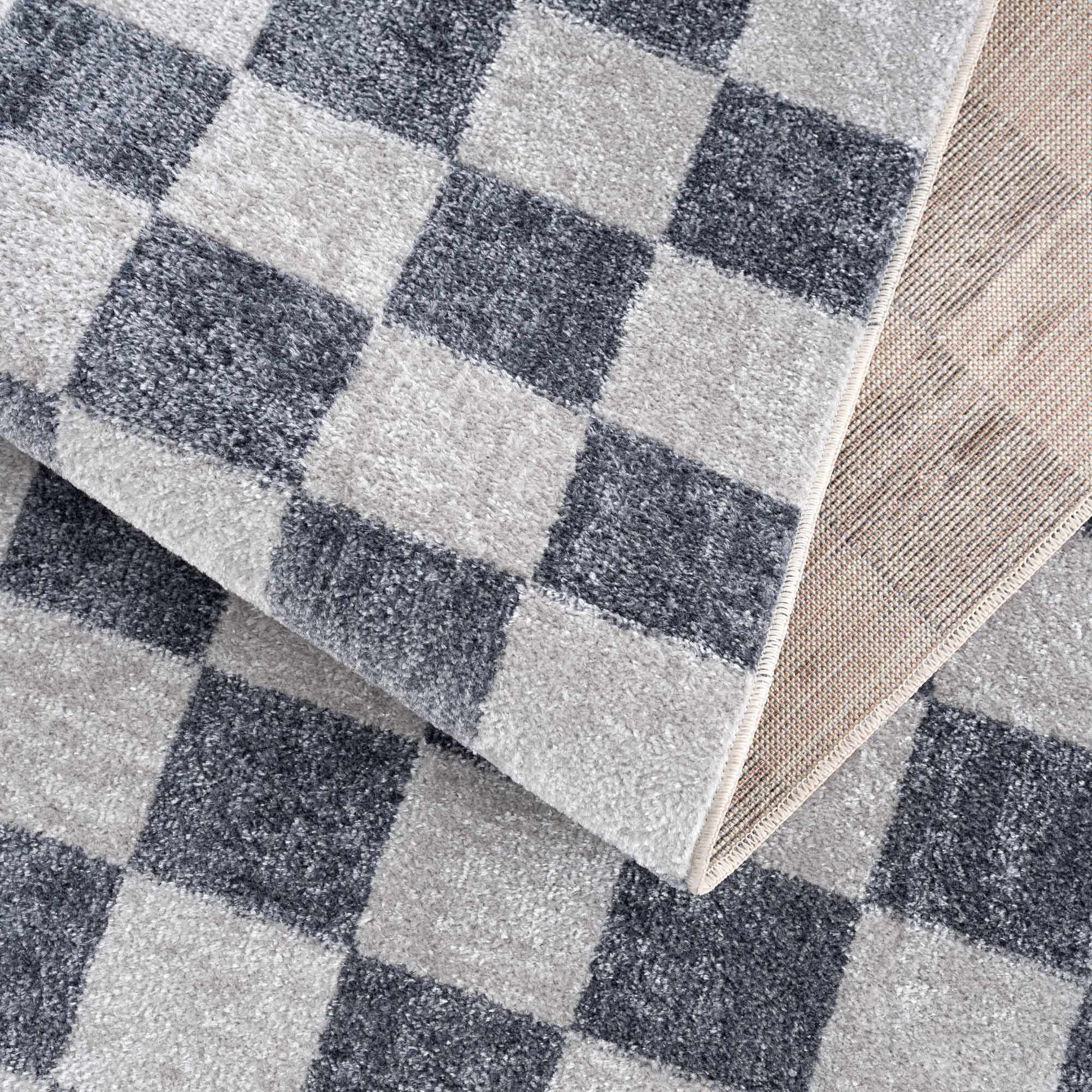 Alie Gray Checkered Washable Area Rug from PriceLows™