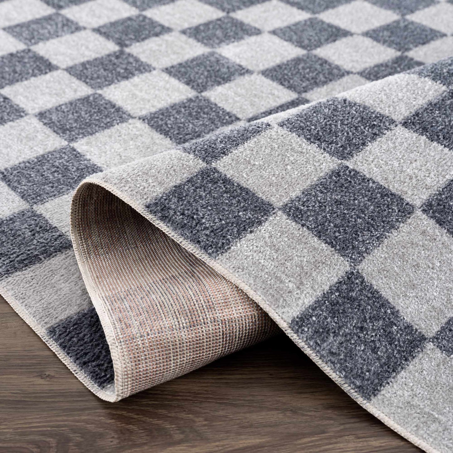Alie Gray Checkered Washable Area Rug from PriceLows™
