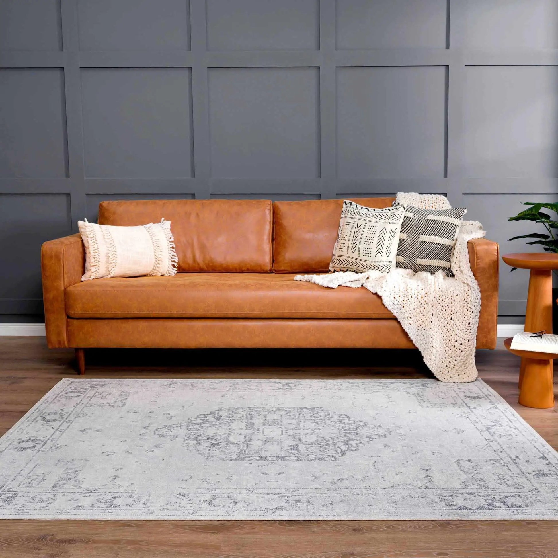 Akram Cream & Antrasit Washable Area Rug from PriceLows™