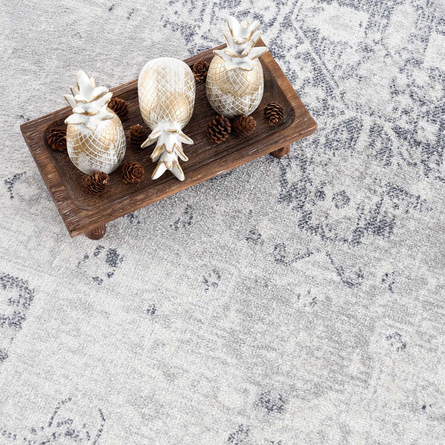Akram Cream & Antrasit Washable Area Rug from PriceLows™