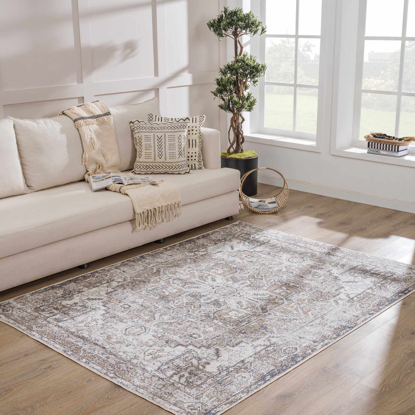 Blue Brown Hera Washable area rug from PriceLows™