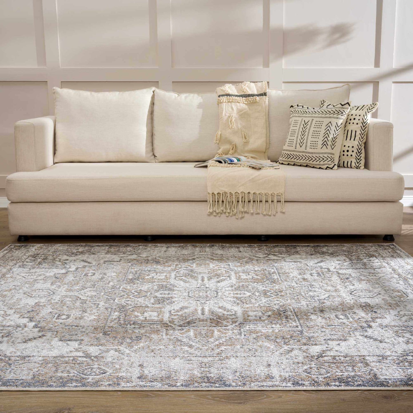 Blue Brown Hera Washable area rug from PriceLows™