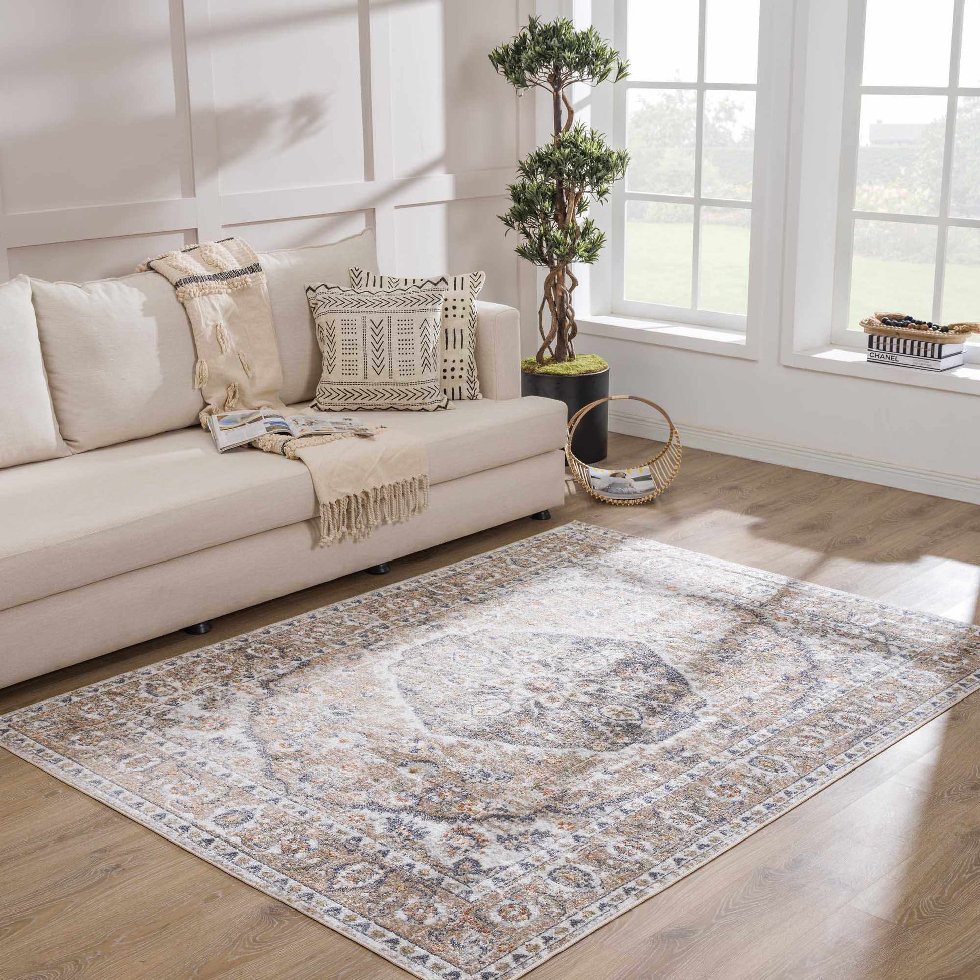 Beige Hiti Washable area rug from PriceLows™