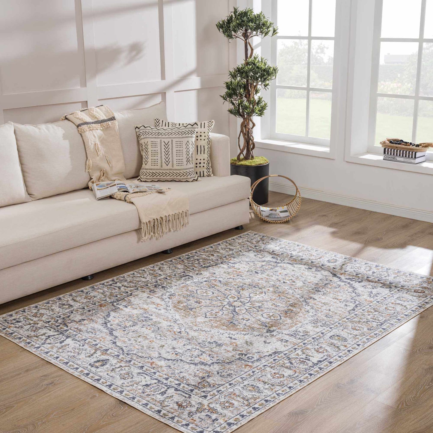 Cream Hiti Washable area rug from PriceLows™