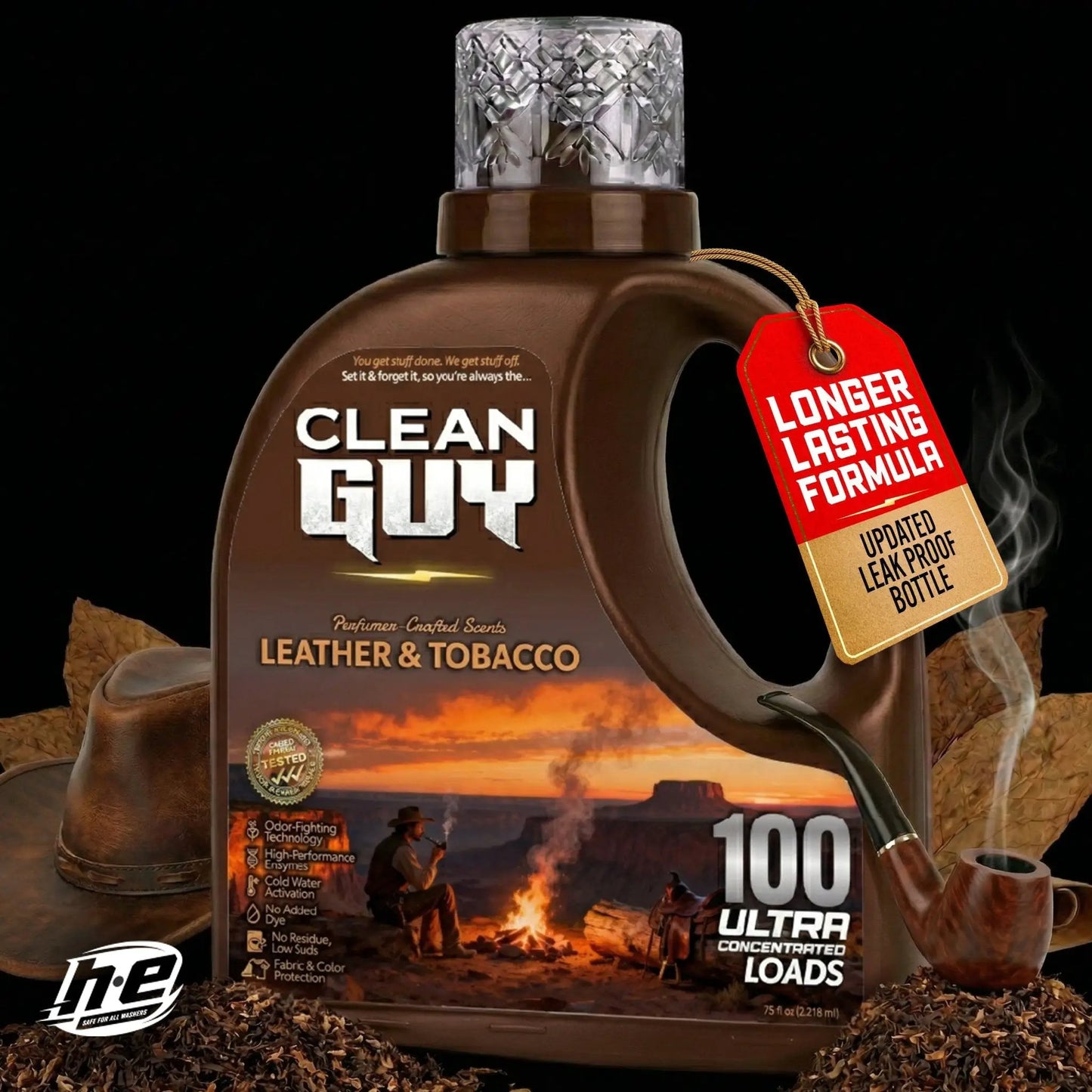 Heavy Duty Premium Laundry Detergent (100 Loads) -  LEATHER & TOBACCO