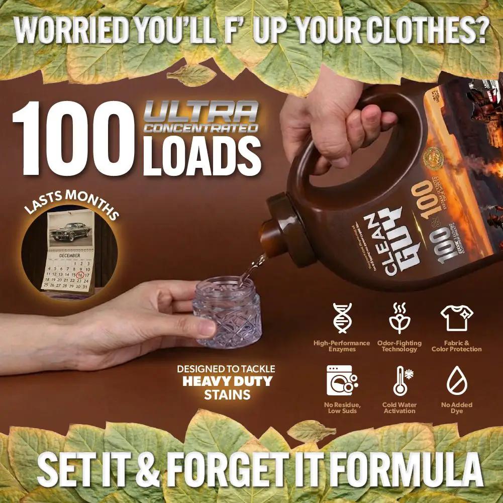 Heavy Duty Premium Laundry Detergent + Built-In Dryer Sheets (100 Loads) -  LEATHER & TOBACCO