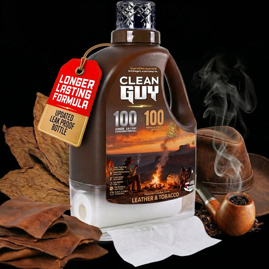 Heavy Duty Premium Laundry Detergent + Built-In Dryer Sheets (100 Loads) -  LEATHER & TOBACCO