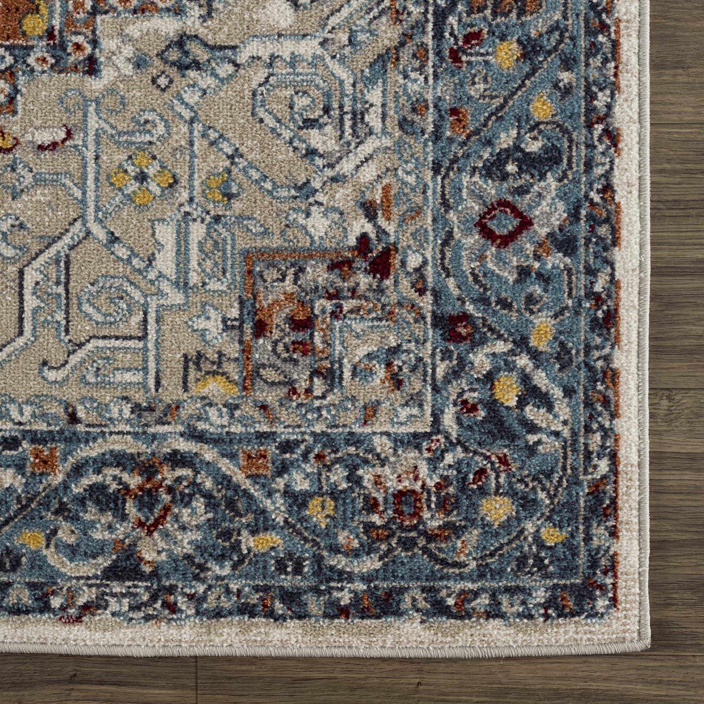 Cabacungan Blue & Rust Washable Area Rug from PriceLows™