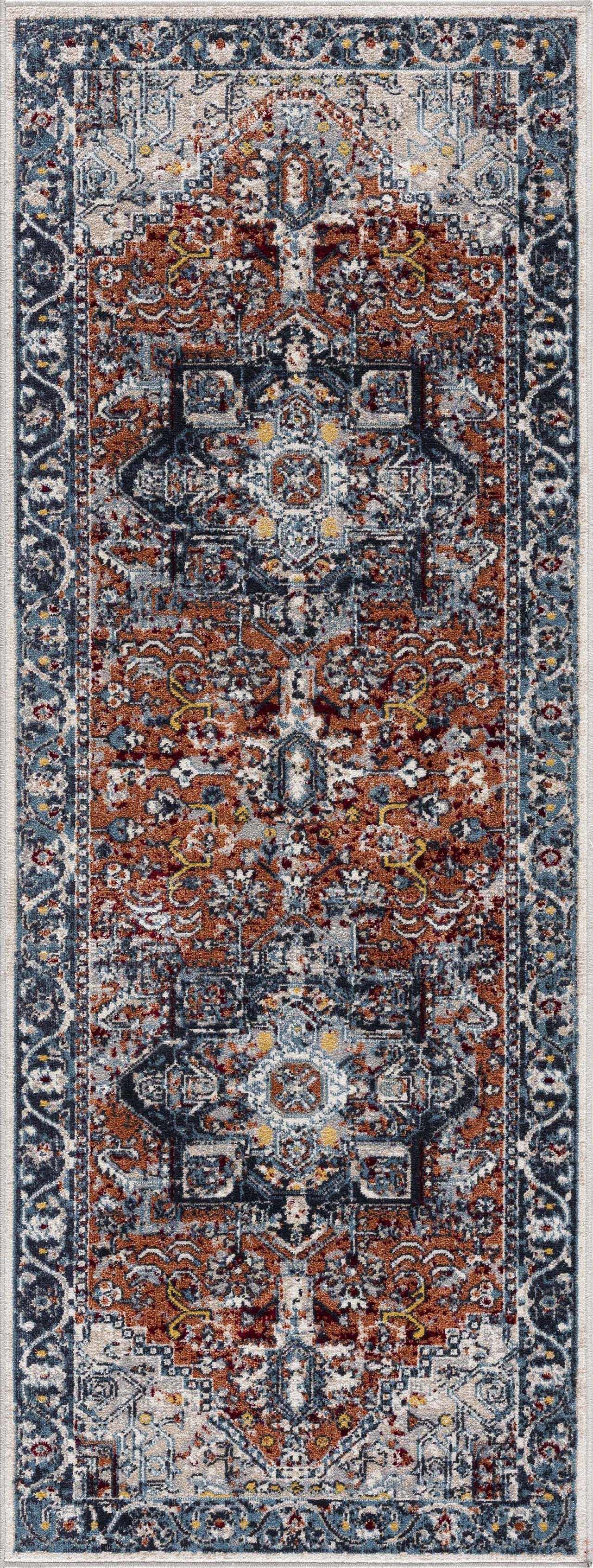 Cabacungan Blue & Rust Washable Area Rug from PriceLows™
