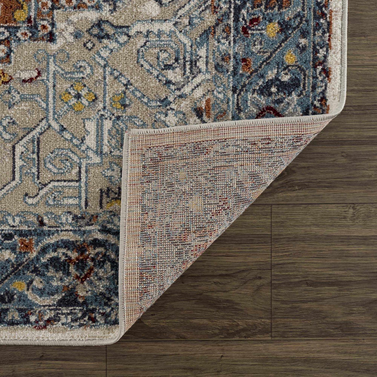 Cabacungan Blue & Rust Washable Area Rug from PriceLows™