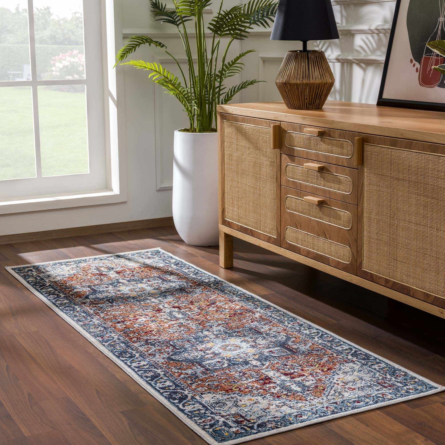 Cabacungan Blue & Rust Washable Area Rug from PriceLows™