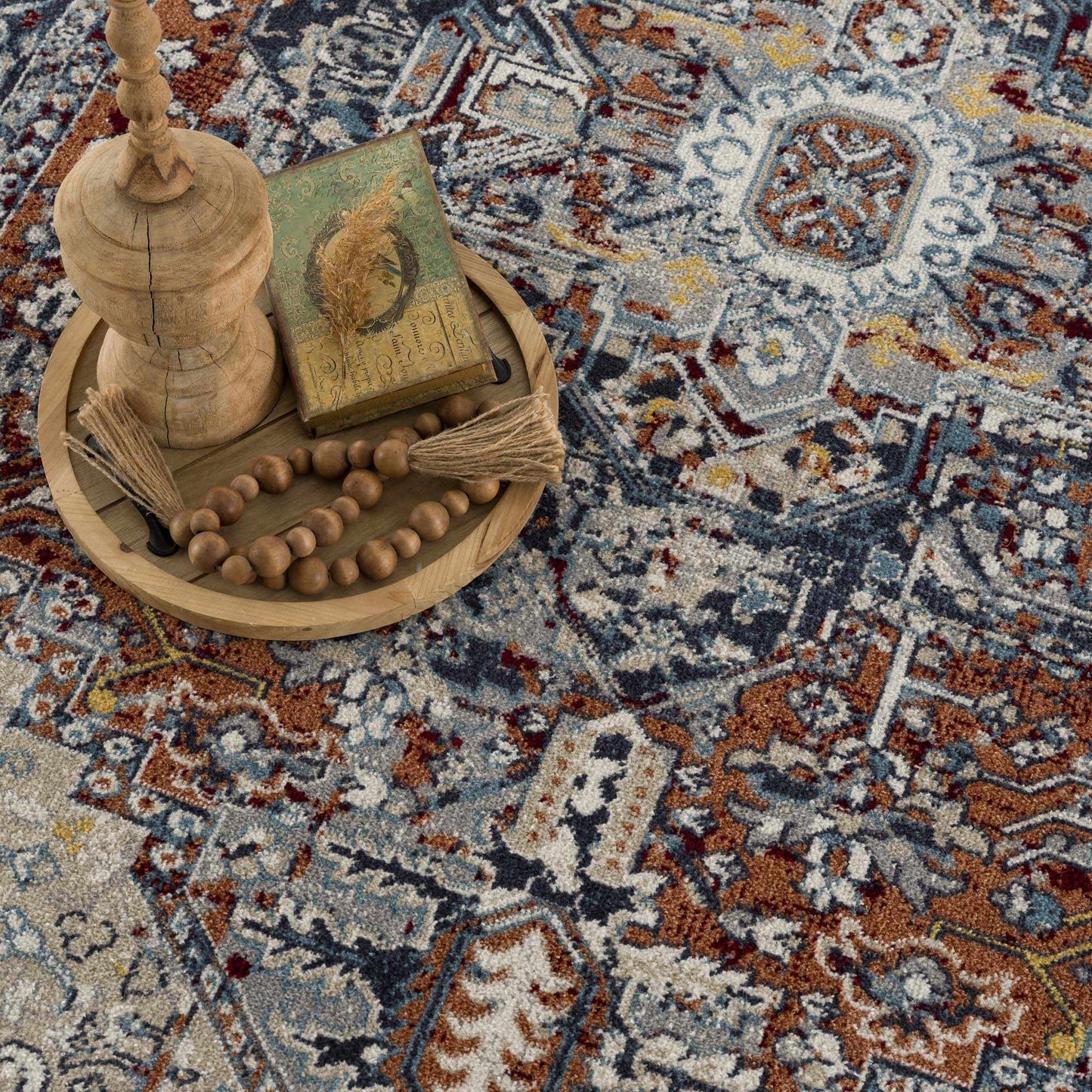 Cabacungan Blue & Rust Washable Area Rug from PriceLows™