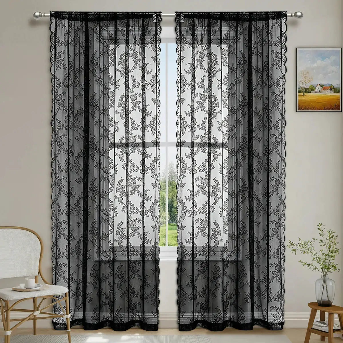 Lace Sheer Curtain | Flower Pattern | PriceLows™