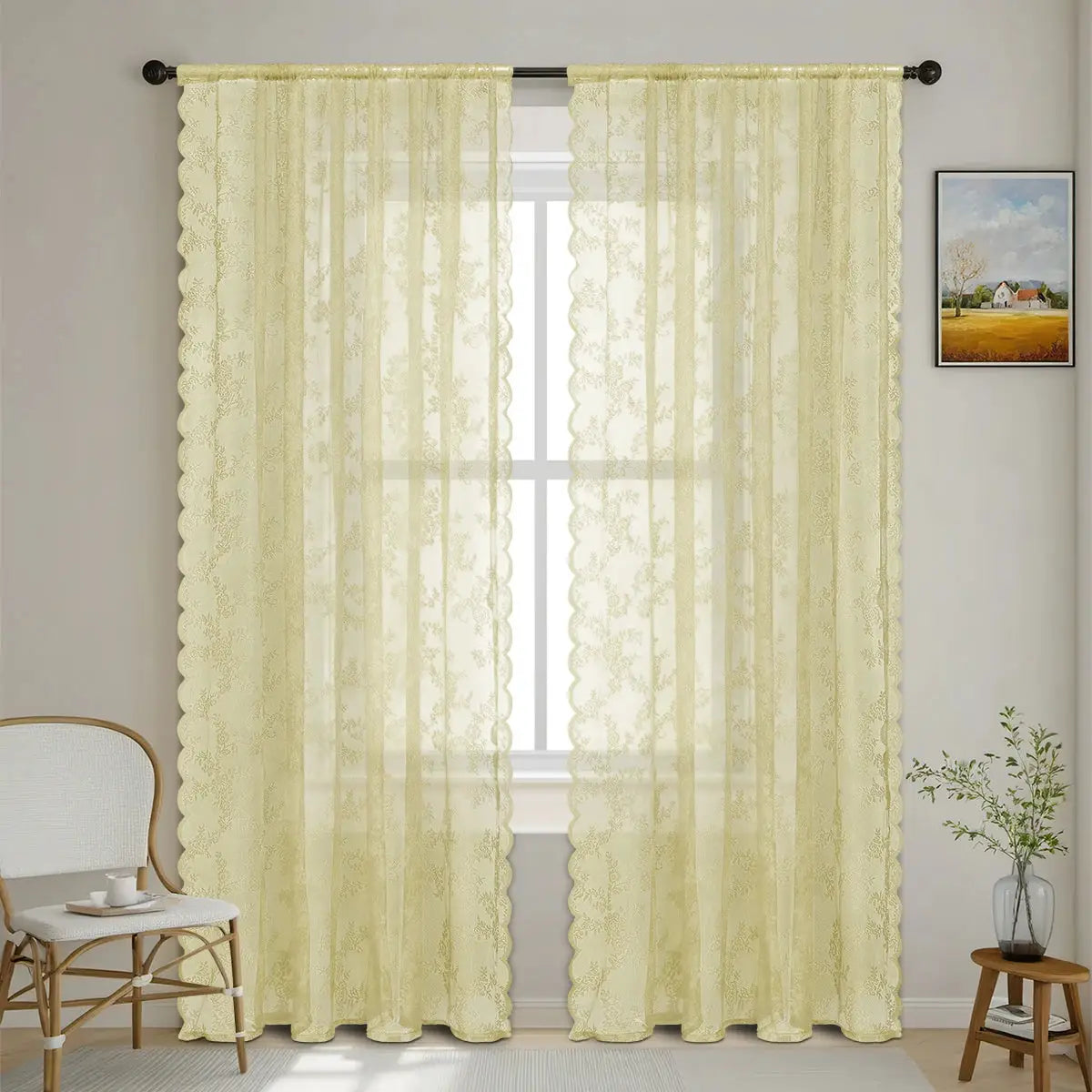 Lace Sheer Curtain | Flower Pattern | PriceLows™