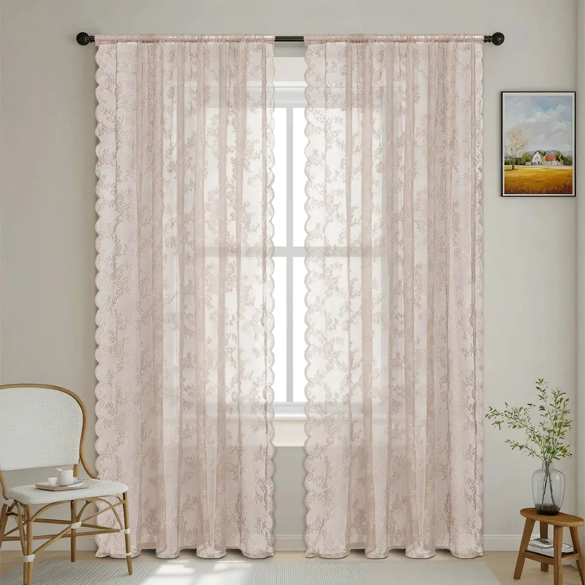 Lace Sheer Curtain | Flower Pattern | PriceLows™