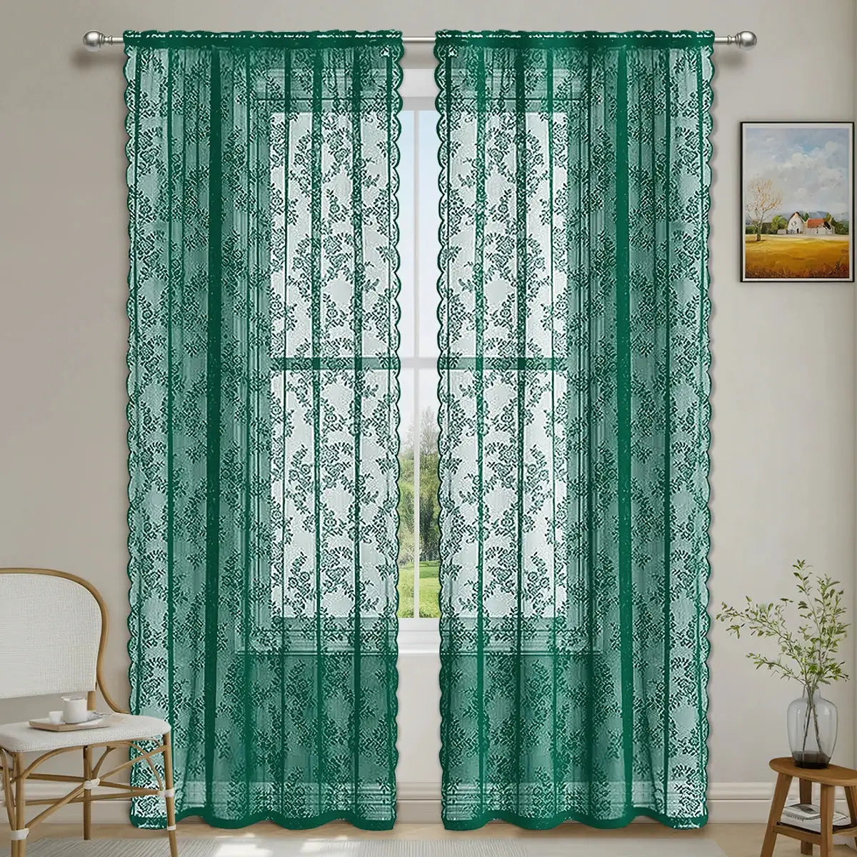 Lace Sheer Curtain | Flower Pattern | PriceLows™