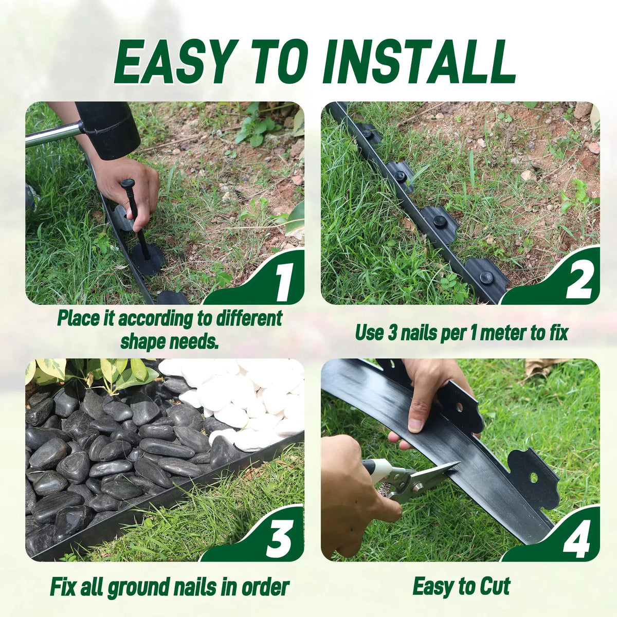 33FT Landscape Edging Kit, Garden Edging Coil Comes with 30 Pcs Spikes, No Dig Lawn Border Design from PriceLows™