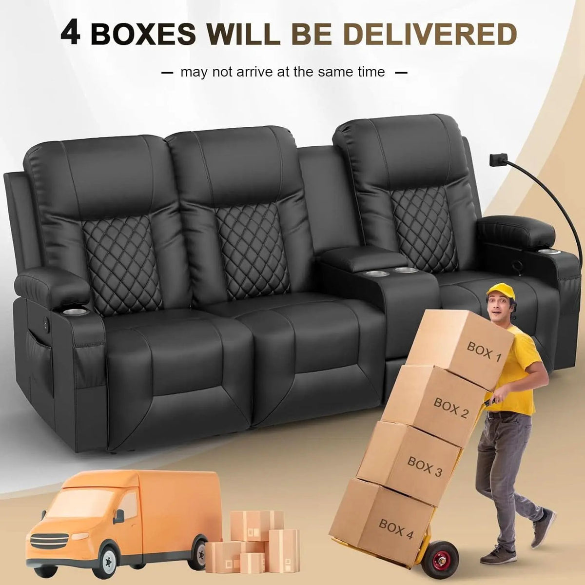 Large 3 Seat Recliner Sofa with USB Ports from PriceLows™