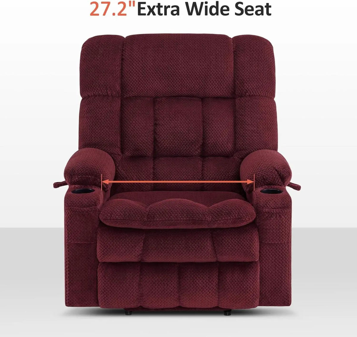 Large Burgundy Dual Motor Lift Recliner Chair With Massage And Heat from PriceLows™