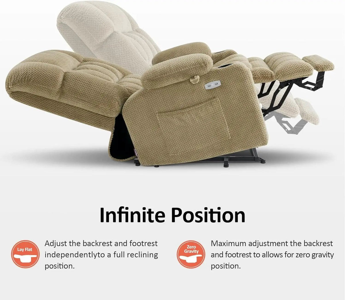 Large Dual Motor Power Lift Recliner Chair Massage Beige from PriceLows™