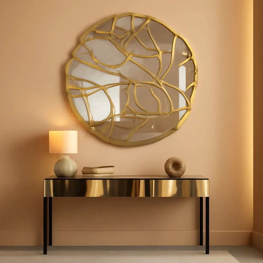 Large Gold Irregular Frame Wall Mirror Living Room Decor from PriceLows™